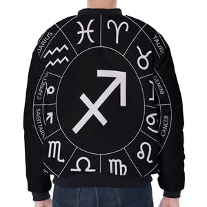 Astrology Sagittarius Sign Print Zip Sleeve Bomber Jacket