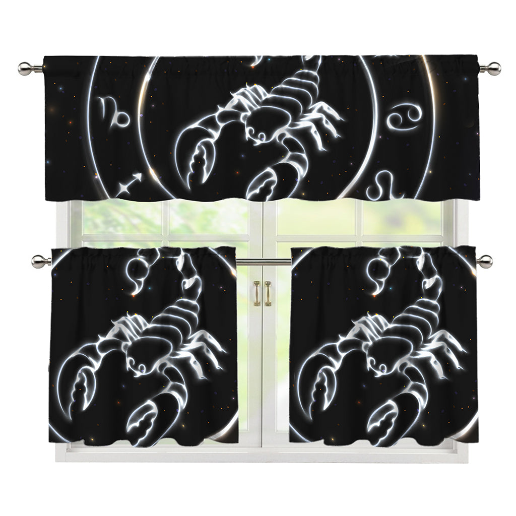 Astrology Scorpio Sign Print 3 Piece Kitchen Curtains