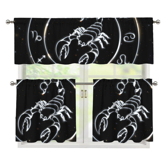 Astrology Scorpio Sign Print 3 Piece Kitchen Curtains