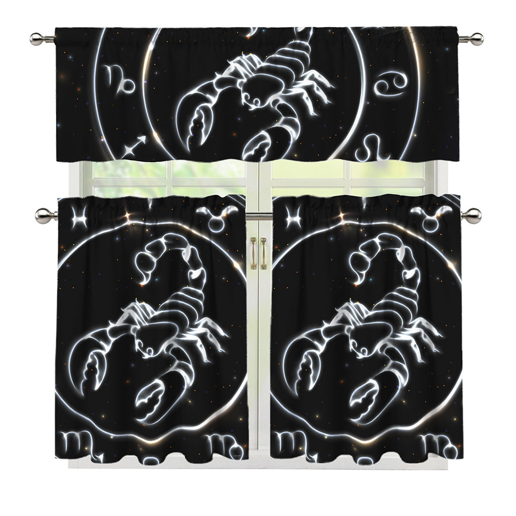 Astrology Scorpio Sign Print 3 Piece Kitchen Curtains
