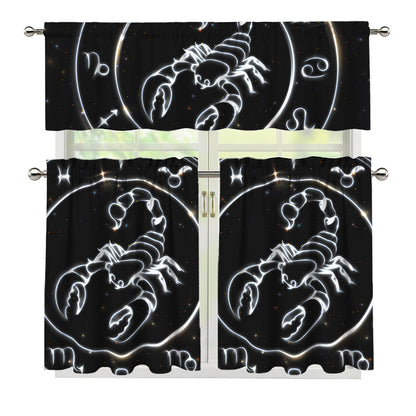 Astrology Scorpio Sign Print 3 Piece Kitchen Curtains