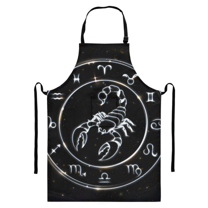 Astrology Scorpio Sign Print Bib Apron With Pocket