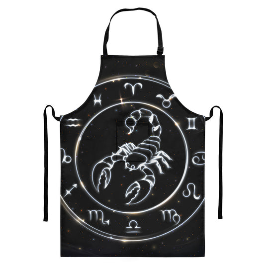 Astrology Scorpio Sign Print Bib Apron With Pocket