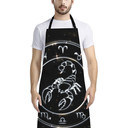 Astrology Scorpio Sign Print Bib Apron With Pocket