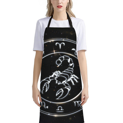 Astrology Scorpio Sign Print Bib Apron With Pocket