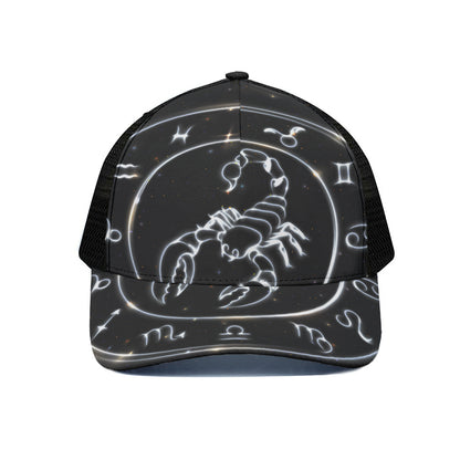Astrology Scorpio Sign Print Black Mesh Trucker Cap