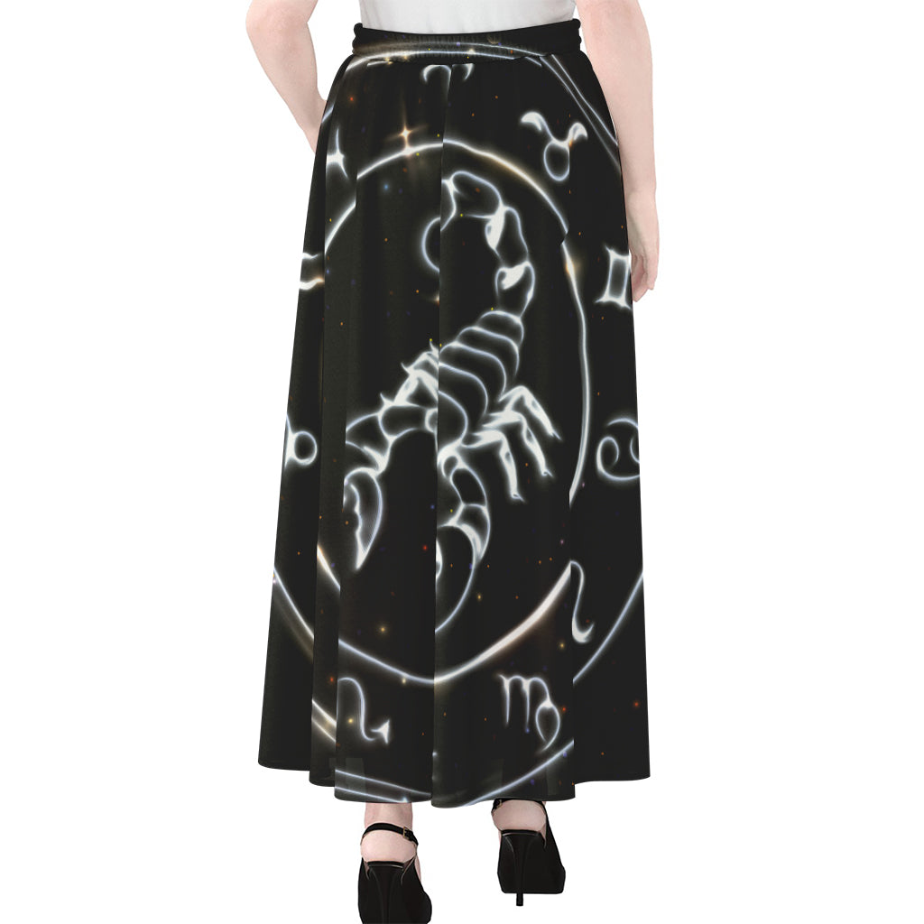 Astrology Scorpio Sign Print Chiffon Maxi Skirt