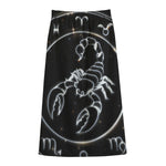 Astrology Scorpio Sign Print Cotton Front Slit Maxi Skirt