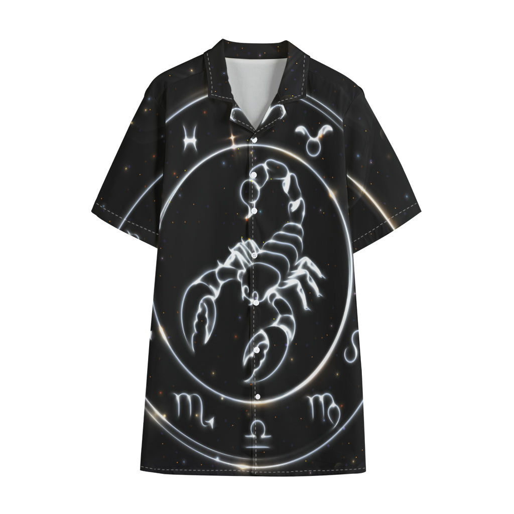 Astrology Scorpio Sign Print Cotton Hawaiian Shirt