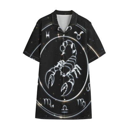 Astrology Scorpio Sign Print Cotton Hawaiian Shirt