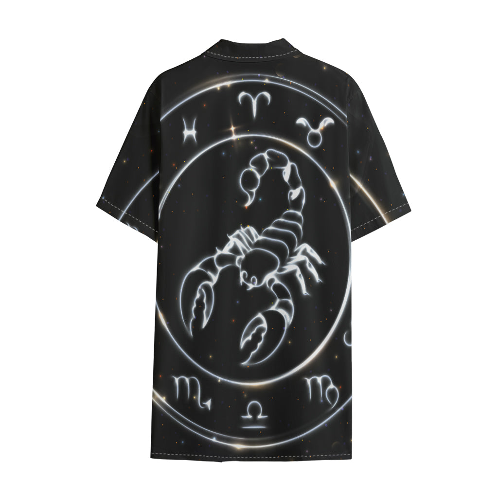 Astrology Scorpio Sign Print Cotton Hawaiian Shirt