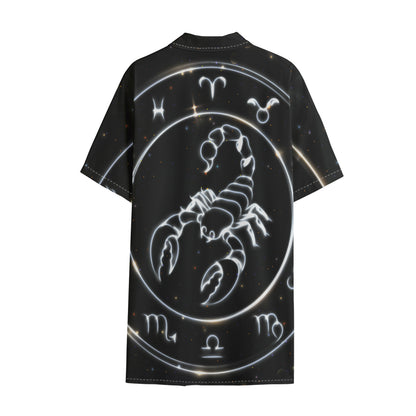 Astrology Scorpio Sign Print Cotton Hawaiian Shirt