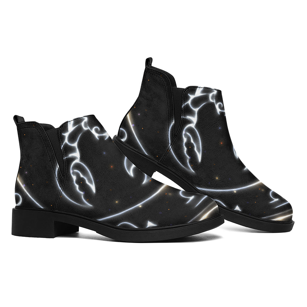 Astrology Scorpio Sign Print Flat Ankle Boots