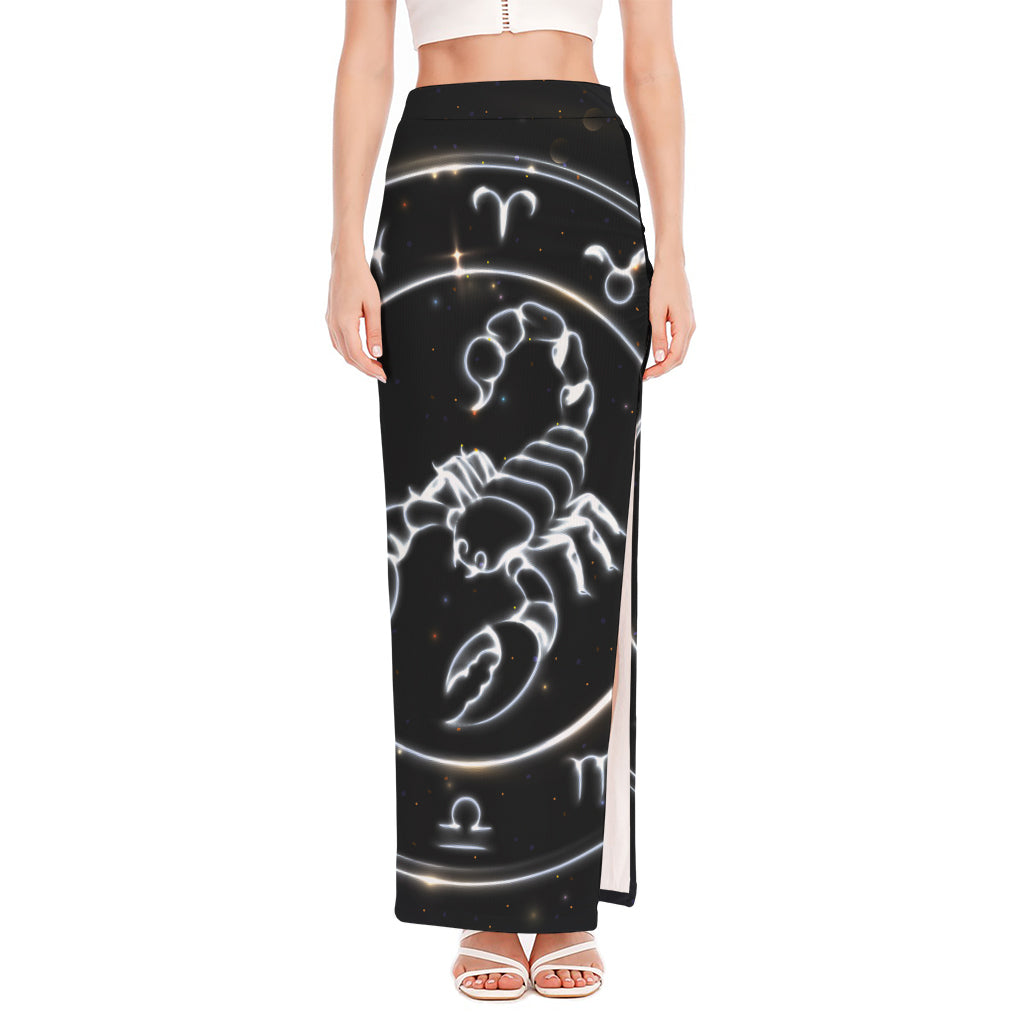Astrology Scorpio Sign Print High Slit Maxi Skirt