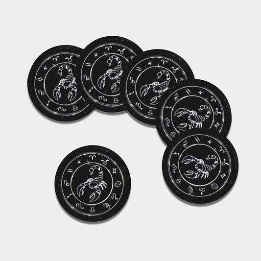 Astrology Scorpio Sign Print Leather Coaster Set