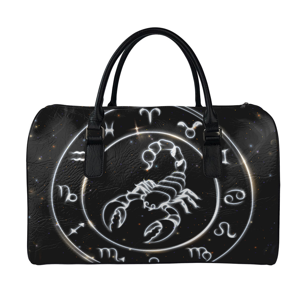 Astrology Scorpio Sign Print Leather Duffle Bag