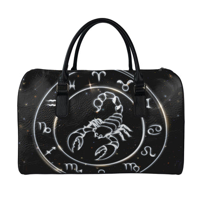 Astrology Scorpio Sign Print Leather Duffle Bag