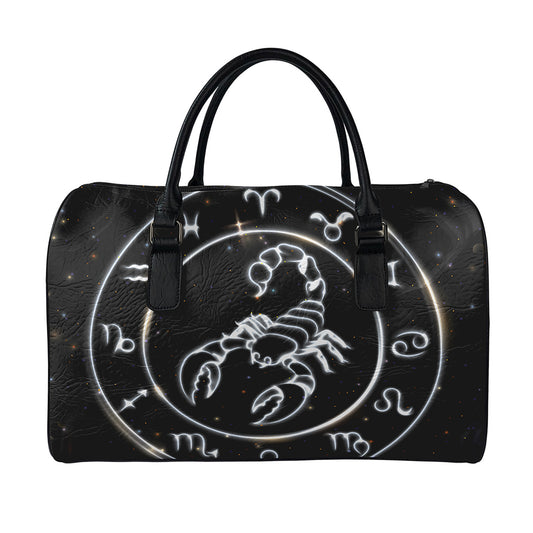 Astrology Scorpio Sign Print Leather Duffle Bag