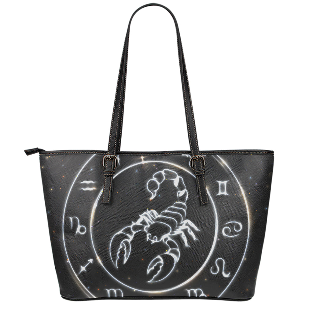 Astrology Scorpio Sign Print Leather Tote Bag