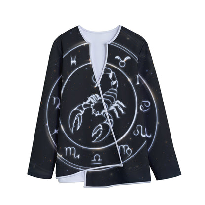 Astrology Scorpio Sign Print Long Sleeve Short Coat