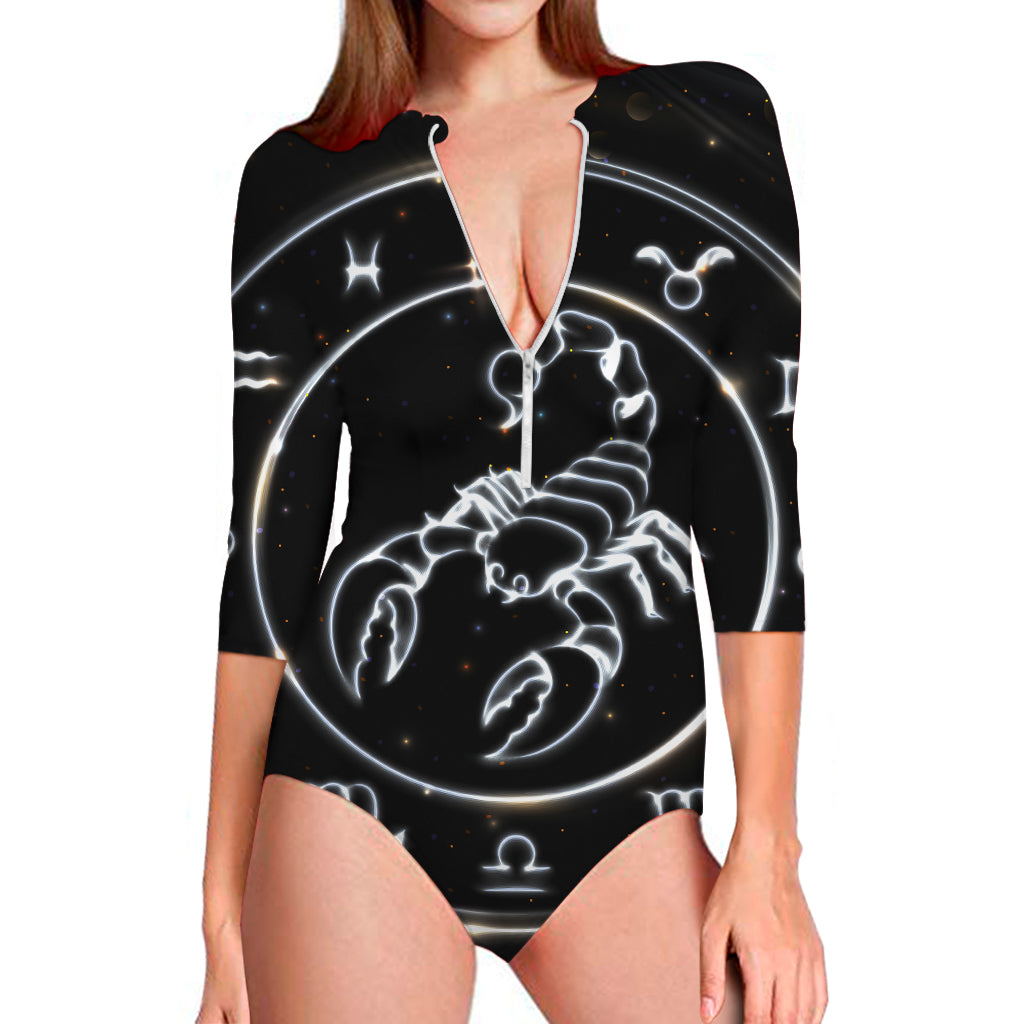 Astrology Scorpio Sign Print Long Sleeve Swimsuit