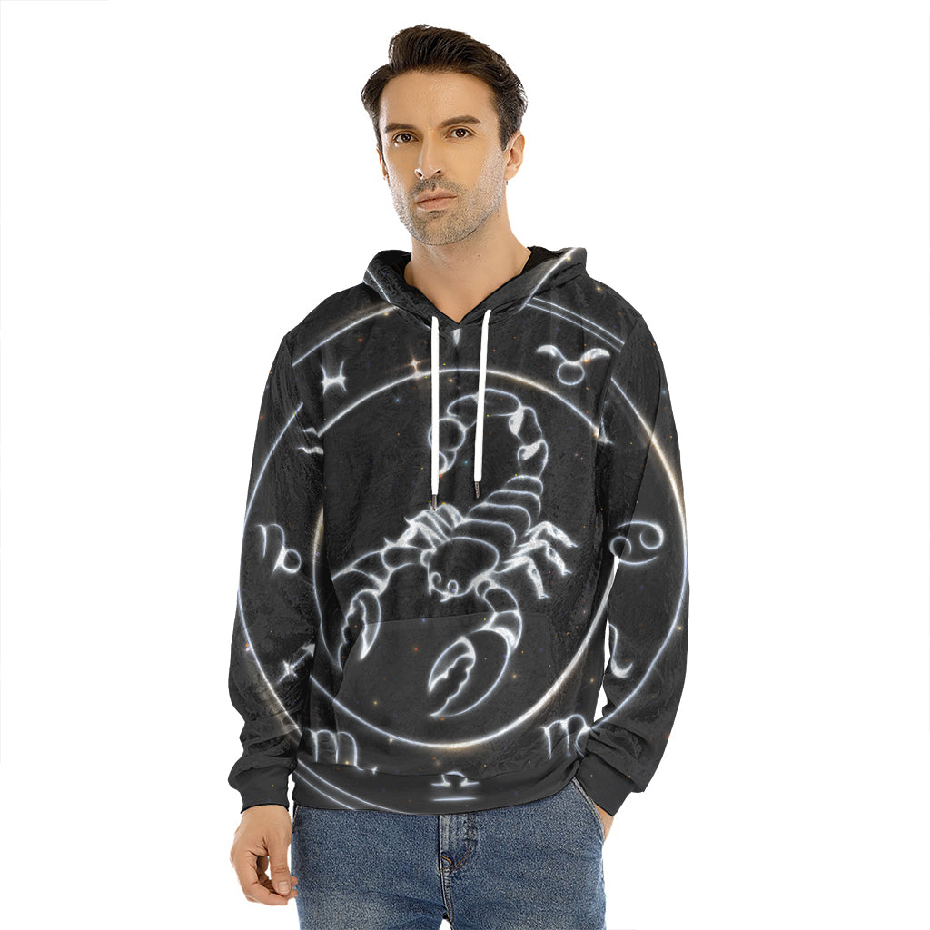 Astrology Scorpio Sign Print Men's Velvet Pullover Hoodie