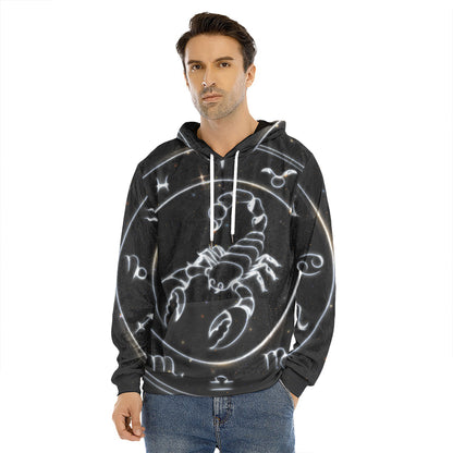 Astrology Scorpio Sign Print Men's Velvet Pullover Hoodie