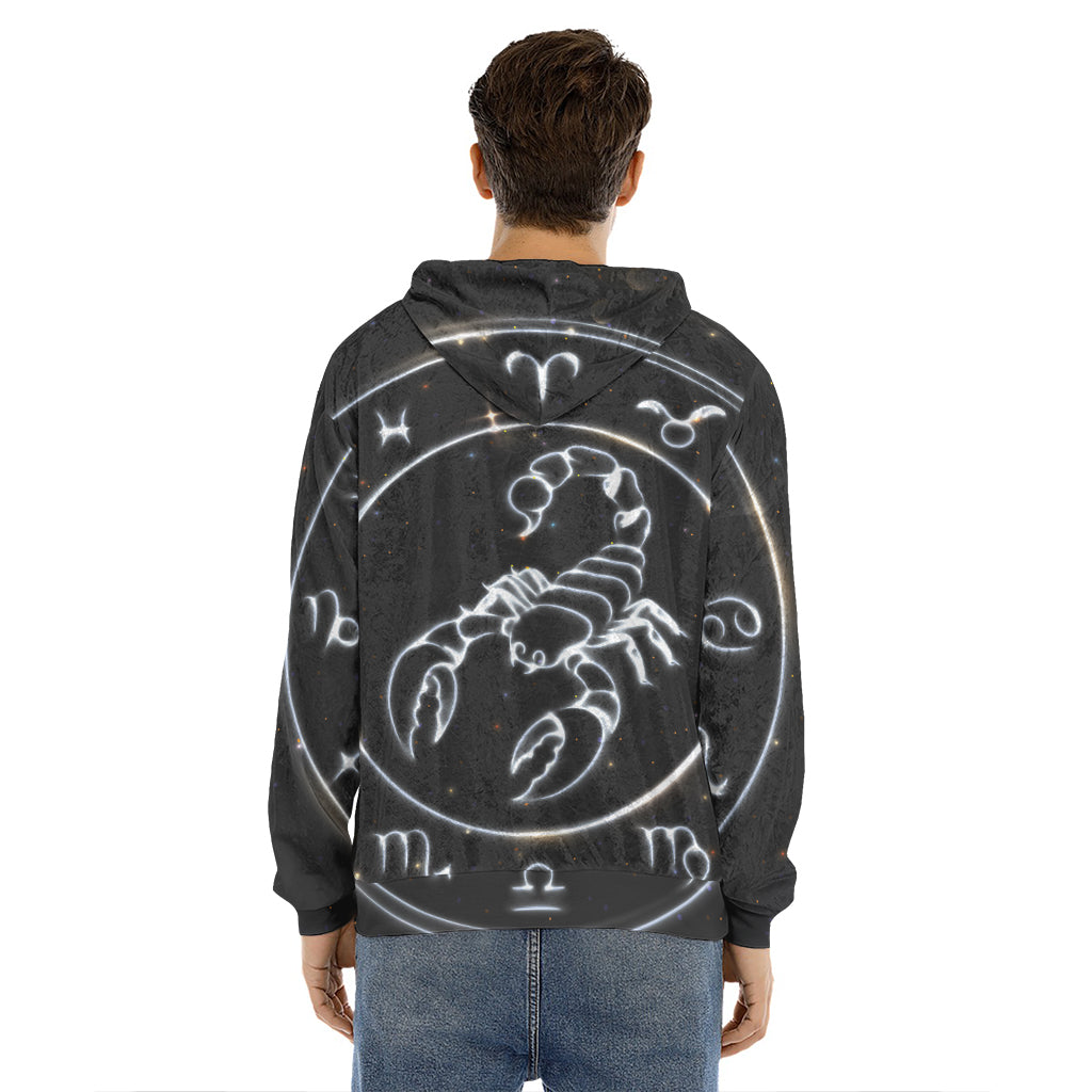 Astrology Scorpio Sign Print Men's Velvet Pullover Hoodie
