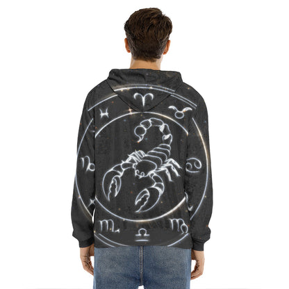 Astrology Scorpio Sign Print Men's Velvet Pullover Hoodie