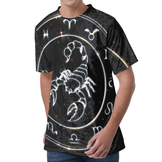 Astrology Scorpio Sign Print Men's Velvet T-Shirt