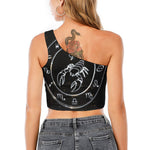 Astrology Scorpio Sign Print One Shoulder Crop Top