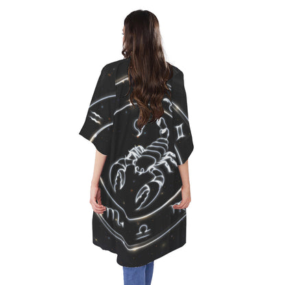 Astrology Scorpio Sign Print Open Front Beach Cover Up