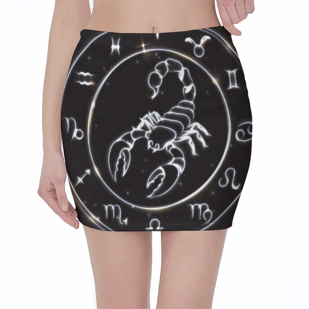 Astrology Scorpio Sign Print Pencil Mini Skirt