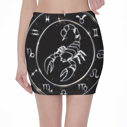 Astrology Scorpio Sign Print Pencil Mini Skirt
