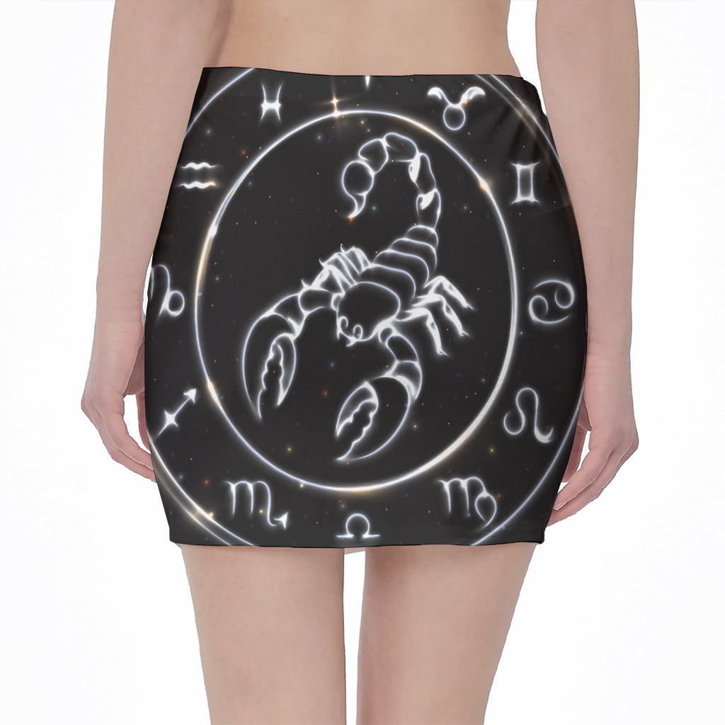 Astrology Scorpio Sign Print Pencil Mini Skirt