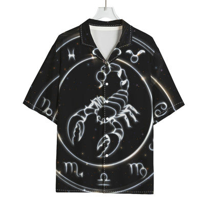 Astrology Scorpio Sign Print Rayon Hawaiian Shirt