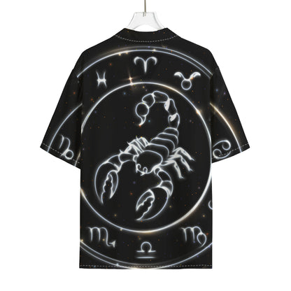Astrology Scorpio Sign Print Rayon Hawaiian Shirt