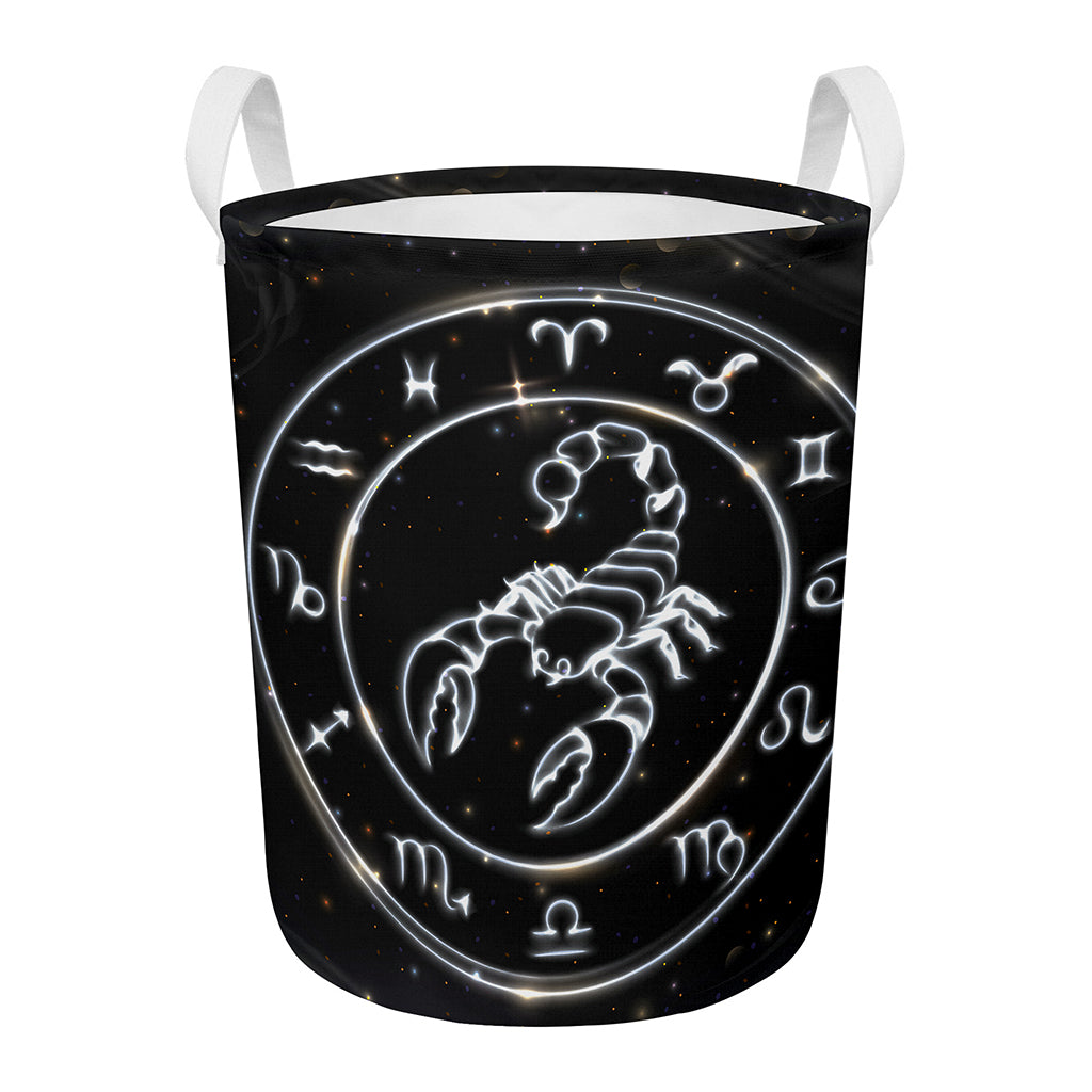Astrology Scorpio Sign Print Round Laundry Basket