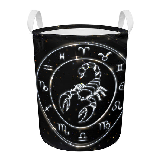 Astrology Scorpio Sign Print Round Laundry Basket