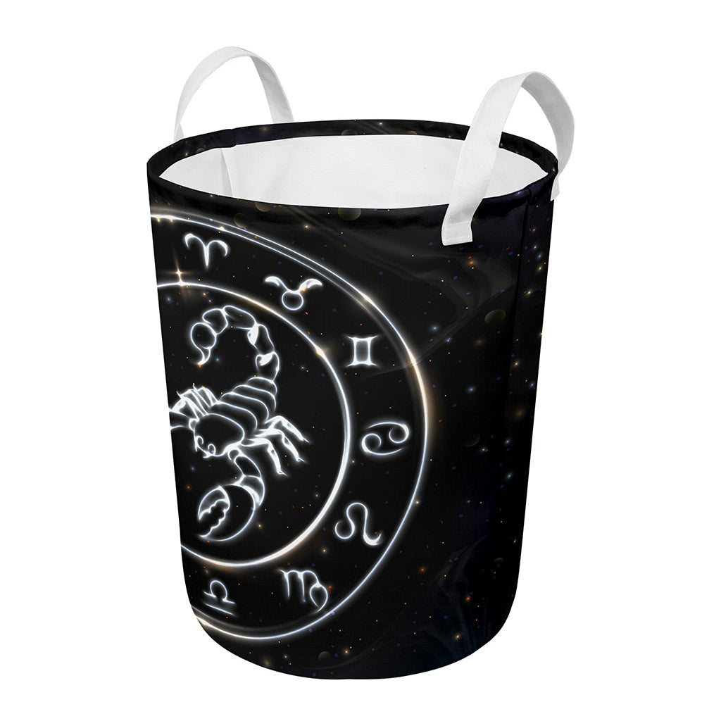 Astrology Scorpio Sign Print Round Laundry Basket