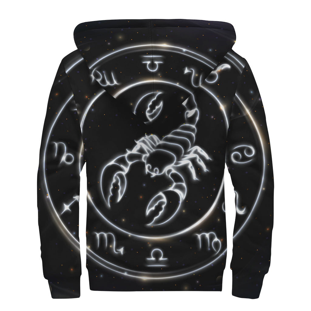 Astrology Scorpio Sign Print Sherpa Lined Zip Up Hoodie