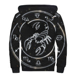 Astrology Scorpio Sign Print Sherpa Lined Zip Up Hoodie