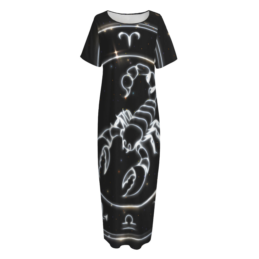 Astrology Scorpio Sign Print Short Sleeve Long Nightdress
