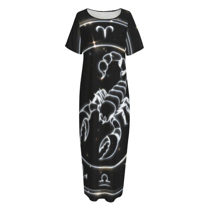 Astrology Scorpio Sign Print Short Sleeve Long Nightdress