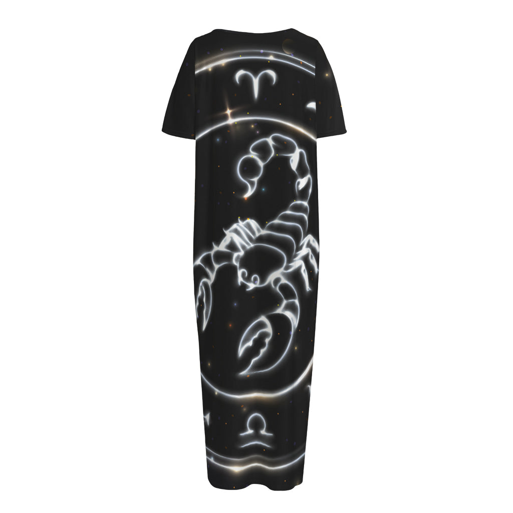 Astrology Scorpio Sign Print Short Sleeve Long Nightdress