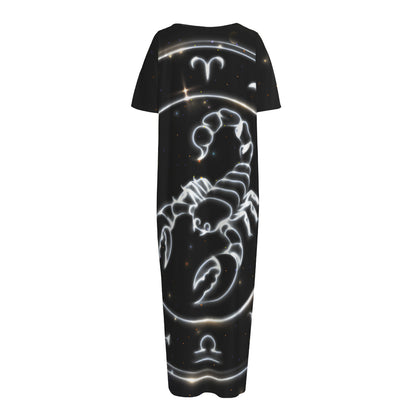 Astrology Scorpio Sign Print Short Sleeve Long Nightdress