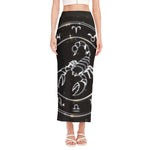 Astrology Scorpio Sign Print Side Slit Maxi Skirt