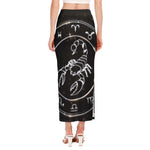 Astrology Scorpio Sign Print Side Slit Maxi Skirt