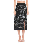Astrology Scorpio Sign Print Side Slit Midi Skirt