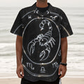 Astrology Scorpio Sign Print Textured Short Sleeve Shirt